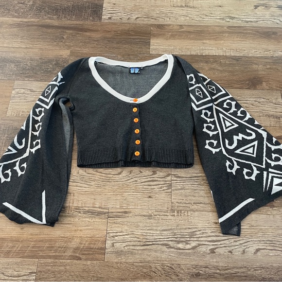 Elhoffer bell sleeve crop goth cardigan M - Picture 2 of 13